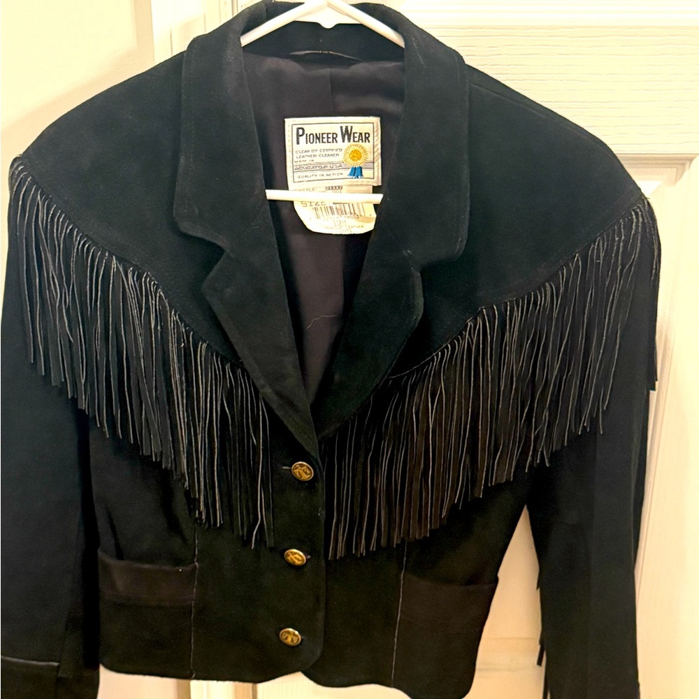 Vintage Pioneer Wear Fringe Leather Jacket